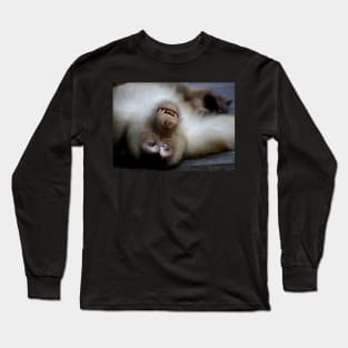 Not A Care In The World: Pig-tailed Macaque Portrait, Borneo Long Sleeve T-Shirt